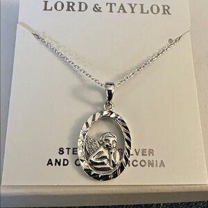 Lord & Taylor Silver Cherub Pendant Necklace